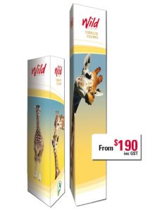 Folded corflute column displays from Wild Digital.